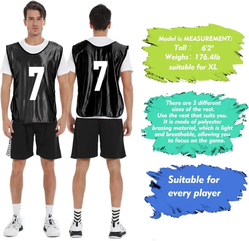 Miniatura 4 de Scrimmage - Chaleco de entrenamiento (12 unidades) para deportes de equipo, camisetas para adultos y jóvenes, baberos de fútbol, camisetas
