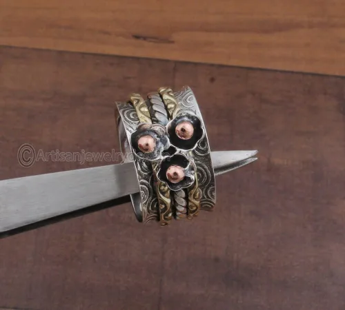 Miniatura 4 de Spinner Silver Ring, 925 Silver Ring, Handmade Silver Ring, Family Band Ring, Worry Silver Ring, Antique Silver Ring, Spinning Silver Rings, Gift