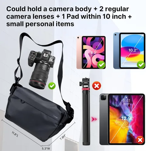 Miniatura 5 de ULANZI Bolsa de Hombro Versátil para Cámara, Bolsa de Mensajero para Fotografía y Viaje, Bolsa de Accesorios Portátil, Elegante Bolsa de Cruz