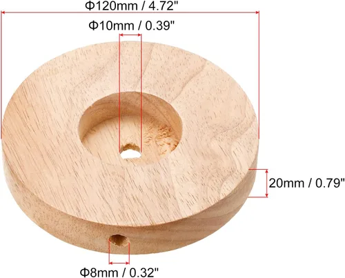 Miniatura 2 de PATIKIL Base de lámpara de madera de 4.724 in, 1 paquete de base circular de madera maciza de madera para escritorio, soporte de repuesto