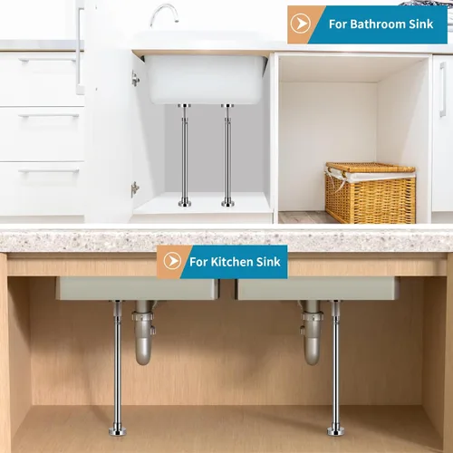 Miniatura 7 de 2 soportes de fregadero ajustables para montaje inferior, soporte de fregadero de acero inoxidable, sistema de instalación y reparación sin taladros