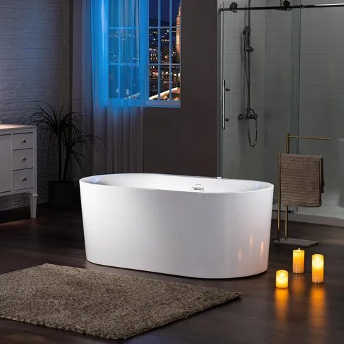 Miniatura 15 de WOODBRIDGE 59" x 151 cm Bañera independiente de hidromasaje con chorros de agua y burbujas de aire, con panel de control LED, BJ100, Blanca