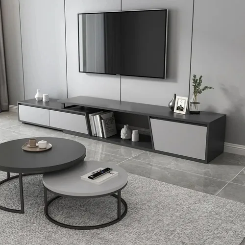 Miniatura 9 de homary Consola de TV extensible para sala de estar, centro de entretenimiento rectangular con 3 cajones, soporte de TV de hasta 110 pulgadas