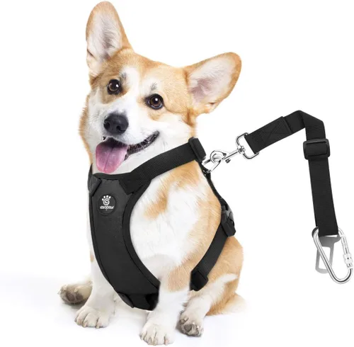 Miniatura 28 de VavoPaw cinturón de seguridad para perro, arnés de coche con peto de seguridad y hebilla ajustable para vehículo, cinturón de seguridad de nailon
