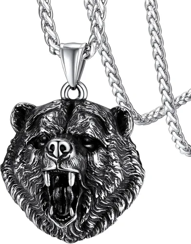 FaithHeart Collar con colgante de pata de oso de acero inoxidable, collar escandinavo nórdico auténtico, joyería vikinga personalizada personalizada