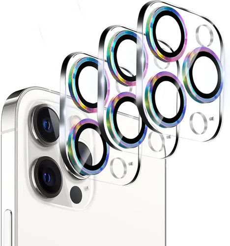 Miniatura 12 de Paquete de 3. Protector de lente de cámara Dengduoduo para iPhone 11 y iPhone 12 Mini, Glitter Bling Sparkle Ultra HD, vidrio templado, dureza 9H