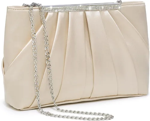 Miniatura 14 de Dasein - Bolsos de mano elegantes con pliegues para mujer, bolsos formales de noche con diamantes de imitación para bodas, fiestas, graduaciones