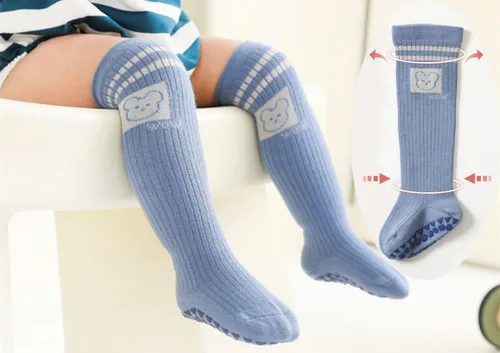 Miniatura 3 de Calcetines antideslizantes hasta la rodilla para bebé y niño, calcetines de tubo con agarres antideslizantes para bebés