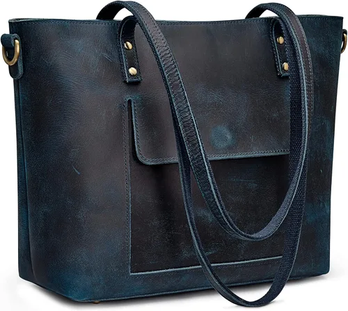 Miniatura 22 de S-ZONE Bolso bandolera vintage de cuero genuino para mujer