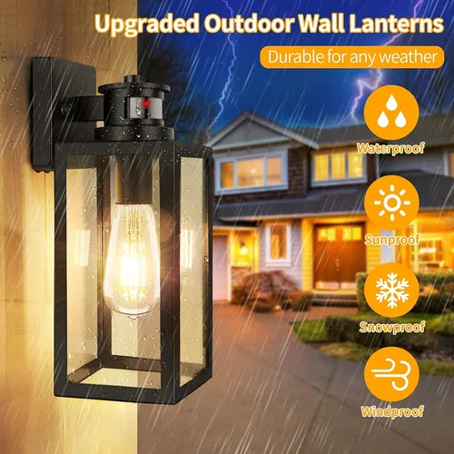 Miniatura 5 de Paquete de 2 luces para exteriores con sensor de movimiento, lámparas de pared actualizadas del atardecer al amanecer, luces de pared con sensor