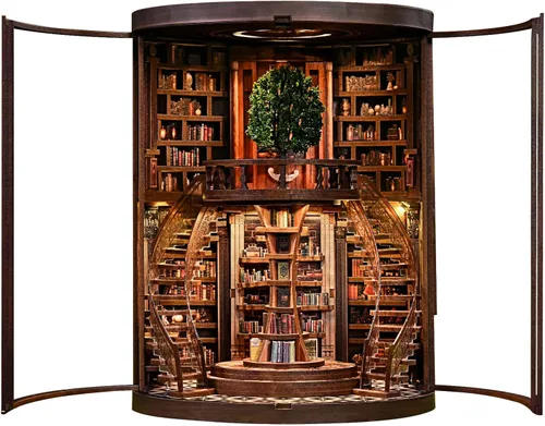 Miniatura 2 de Kit de rincón de libros para adultos y adolescentes – Biblioteca de casa en miniatura de bricolaje, biblioteca anillo de sabiduría rompecabezas
