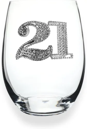 Miniatura 6 de THE QUEENS' JEWELS Happy Birthday - Copa de vino sin tallo, 21 onzas, regalo único para mujeres, cumpleaños, lindo, divertido, sin pintar, decorado