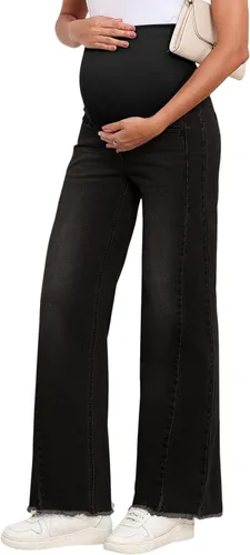 Miniatura 7 de BLENCOT Jeans de maternidad para mujer, pierna recta, elásticos, rasgados, para embarazo, jeans de novio
