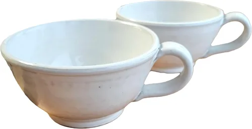 Miniatura 15 de Juego de 2 cuencos de sopa estilo granja con asas, grandes profundos, tazas colgantes de cocina, decoración de cerámica hecha a mano