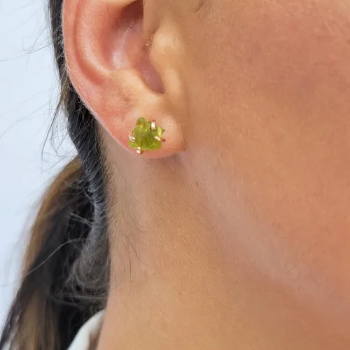 Miniatura 75 de Aretes de piedra preciosa natural en bruto con oro rosa sobre plata de ley 925, 6 a 0.276 in, regalo de piedra de nacimiento de calidad genuina
