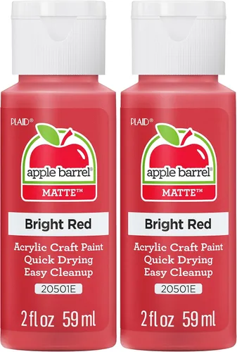 Apple Barrel 20501 Pintura acrílica, 2 onzas, rojo brillante. paquete de 2