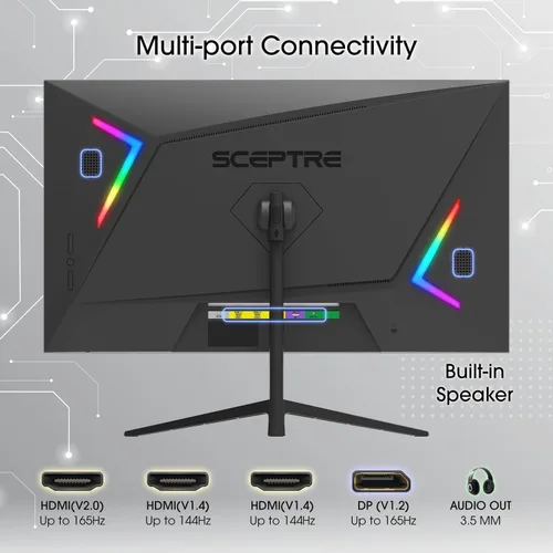 Miniatura 4 de Sceptre Monitor de juegos de 27 pulgadas 165 Hz 144 Hz 1 ms AMD FreeSync Premium HDMI DisplayPort Altavoces integrados, 99% sRGB negro 2025