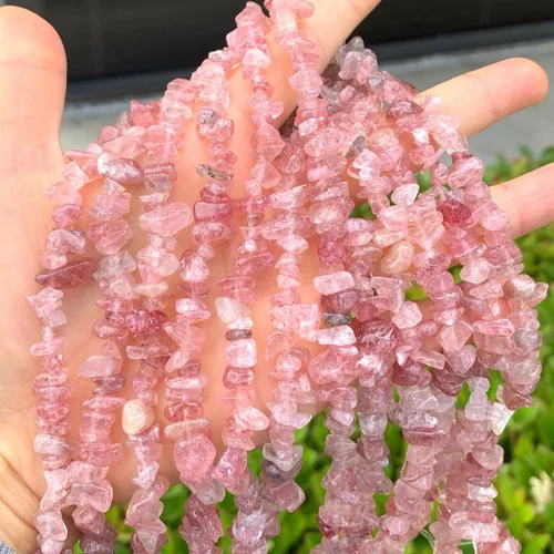 Adabele - Cuentas sueltas de cristal de cuarzo de fresa natural, 1 hebra, forma libre de agujero, espaciador de piedras preciosas de 0.197 in-0.315