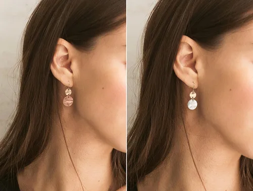 Miniatura 9 de Paquete de 2 aretes ligeros con disco bohemio para mujer