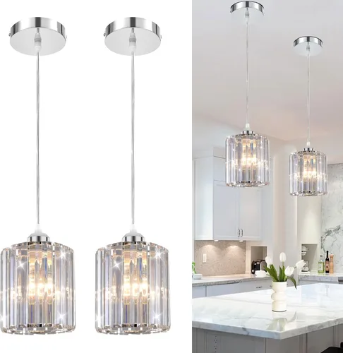 Miniatura 14 de TISLYCO - Lámpara de araña de cristal con enchufe y cable largo de 13.12 pies y interruptor de encendido/apagado, lámparas colgantes con enchufe