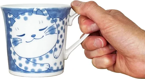 Miniatura 4 de Taza de cerámica japonesa con caja de regalo, serie de tazas de té Nekochigura, 10 onzas líquidas, taza de café japonesa Yunomi Pottery, taza