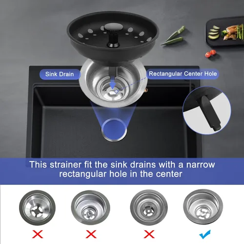 Miniatura 5 de Colador de drenaje para fregadero de cocina, paquete de 3 tapones de acero inoxidable, cesta de drenaje antiobstrucción para fregadero de cocina