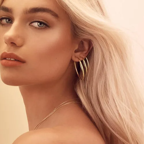 Miniatura 4 de Silver Gold Two Tone Big Hoop Earrings for Women 14K Real Gold Plated Hypoallergenic Large Womens Golden Hoops Earrings Set for Women 3 Sizes