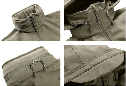 Miniatura 2 de MAGCOMSEN - Chaqueta táctica para hombre de invierno con forro polar y bolsillos múltiples para esquiar impermeable forrada