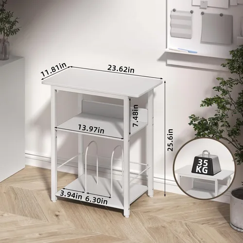 Miniatura 2 de LELELINKY Soporte estrecho para tocadiscos negro, mesa de almacenamiento de discos de 23.62 pulgadas de ancho con almacenamiento para hasta 100