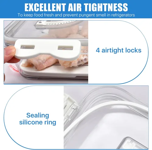 Miniatura 4 de Recipiente de tocino para refrigerador, hermético de plástico grueso y con tapas para refrigerador, organizador de almacenamiento de alimentos