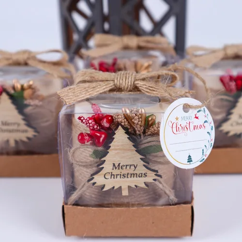 Miniatura 7 de HTF Paquete de 10 Decoraciones Navideñas Portavelas de Madera para Velas de Té, Regalo para Compañero de Trabajo, Feliz Año Nuevo, Velas de Navidad