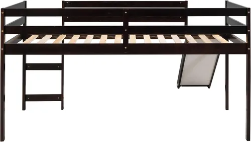 Miniatura 6 de Cama tipo loft de madera maciza con diseño multifuncional para niños y niñas (espresso)