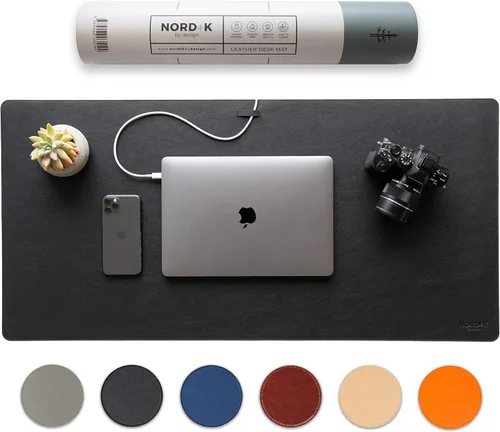 Miniatura 13 de Nordik - Tapete de Escritorio de Cuero de Corcho Organizador de Cables - Gris Plomizo 35 X 17 pulgadas - Tapete Premium Extendido para Mouse