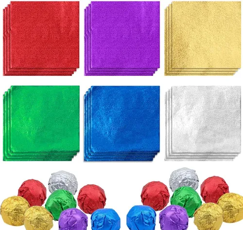 Miniatura 8 de 200 envoltorios de caramelo de aluminio, 4 x 4 pulgadas, paquete cuadrado para embalaje de dulces de chocolate