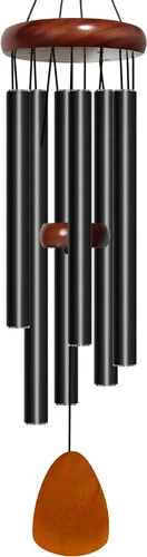 Miniatura 28 de Bursvik Campanilla de viento de 28 pulgadas, campanillas de viento decorativas en metal para exteriores, conmemorativas, regalo de recuerdo, Negro