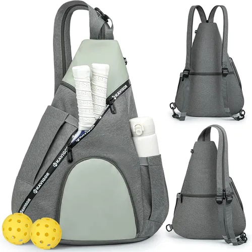KAVIGOR Bolsa de Pickleball, 7 Bolsillos y Cremalleras Mejoradas, Bolsa Ligera Tipo Bandolera con Correa Desmontable y Bolsillo Resistente al Agua