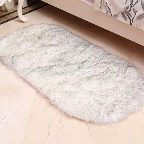 Miniatura 4 de CHITONE Alfombra de piel de oveja sintética de calidad para sofá, taburete, funda para silla de tocador, almohadilla de asiento, alfombra ovalada