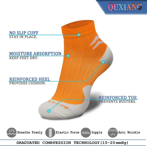 Miniatura 4 de QUXIANG Calcetines de compresión para mujeres y hombres, circulación, 367 pares de soporte de tobillo de 15-20 mmHg, lo mejor para correr, ciclismo