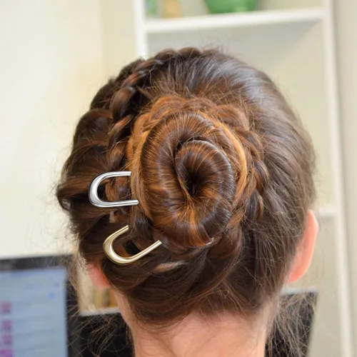 Miniatura 7 de Paquete de 4 horquillas francesas en forma de U para mujer: horquillas de metal para cabello grueso y giro francés, horquilla para el cabello