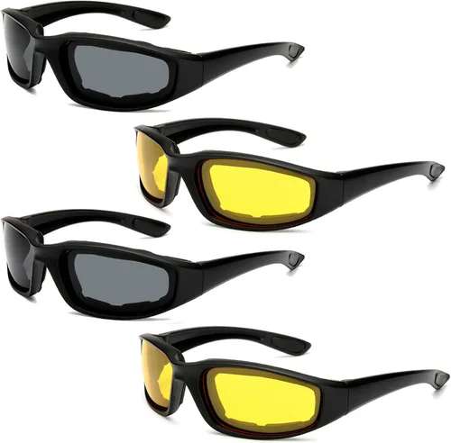 Miniatura 10 de Peciees - Gafas de sol para montar en motocicleta, 4 unidades, para exteriores 4 lentes negro-blanco