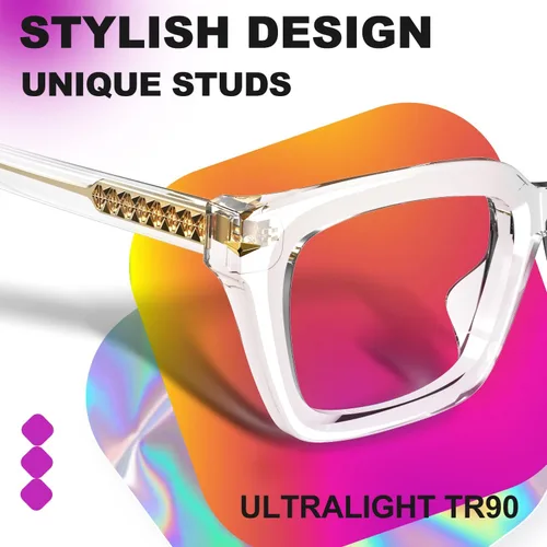 Miniatura 4 de VISOONE Lentes de lectura multifocales progresivos, bisagra de resorte, bloqueo de luz azul, para mujeres y hombres, 2.0x Transparente