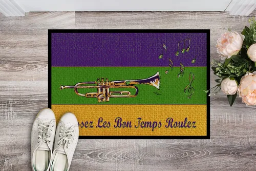 Miniatura 2 de Caroline's Treasures 8382MAT - Tapete de Mardi Gras de 18 x 27 pulgadas, para interiores y exteriores, para entrada, antideslizante, lavable