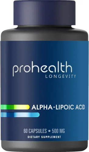 ProHealth Ácido alfa lipoico de alta potencia de 500 mg promueve el metabolismo, la piel de aspecto más joven y la energía celular. Combate la