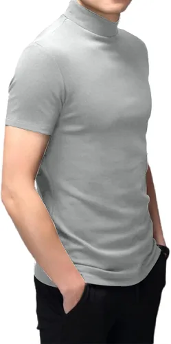 Miniatura 3 de Rela Bota Camisetas de moda para hombre, ropa interior térmica, camisetas de media manga corta de cuello alto, ajuste delgado, básicas