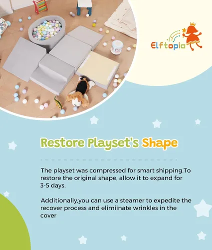 Miniatura 7 de Elftopia Bloques de escalada de espuma con pozo de bolas y escaleras para niños pequeños de 1 a 3 años, juego suave para gatear en interiores, juego