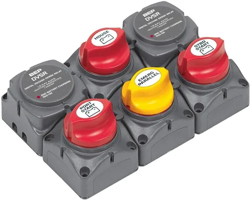 BEP 717-140A-DVSR Clúster de distribución de batería para motor fuera de borda gemelo con tres bancos de baterías