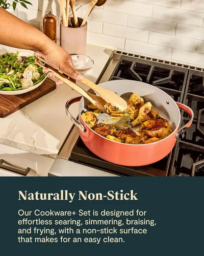 Miniatura 5 de Caraway Cookware+ Collection - Juego de Utensilios de Cocina Especializados - Olla Pequeña, Sartén para Saltear, Rondeau y Olla de Caldo - 3 Tapas