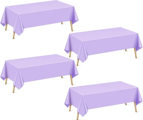 Miniatura 17 de Just Shimmer Mantel rectangular de 4 piezas, 54 x 72 pulgadas, color liso, impermeable y a prueba de derrames, mantel de fiesta duradero