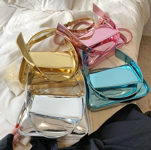 Miniatura 7 de Bolso Hobo para mujer, bolso de hombro de piel sintética, bolso brillante para axilas, bolso con asa superior, bolsos pequeños