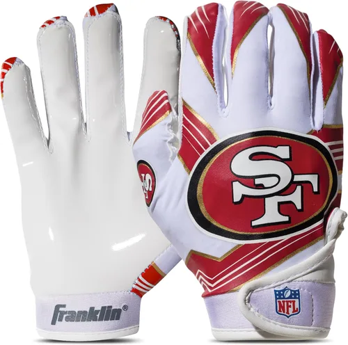 Franklin Sports - Guantes de receptor de fútbol americano juvenil de la NFL, par de guantes de fútbol para niños con logotipos de equipos de la NFL